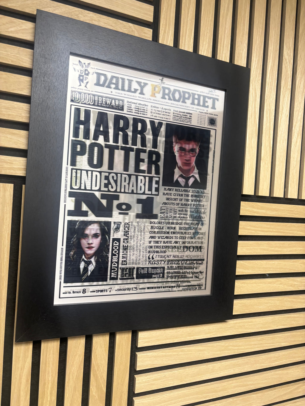 Harry Potter Newspaper 3D Lenticular Poster Framed 30x40cm