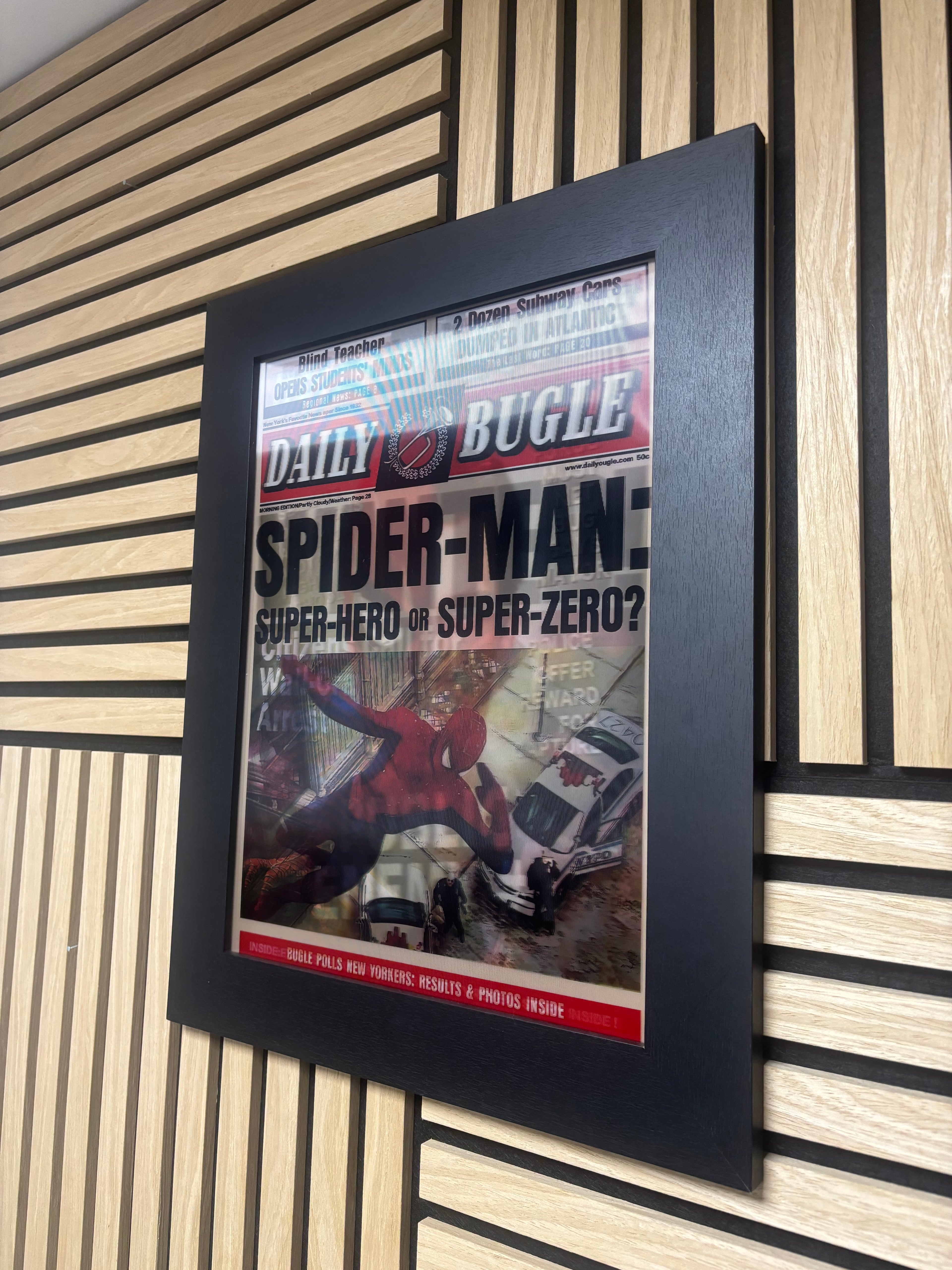 Spiderman Newspaper 3D Lenticular Poster Framed 30x40cm