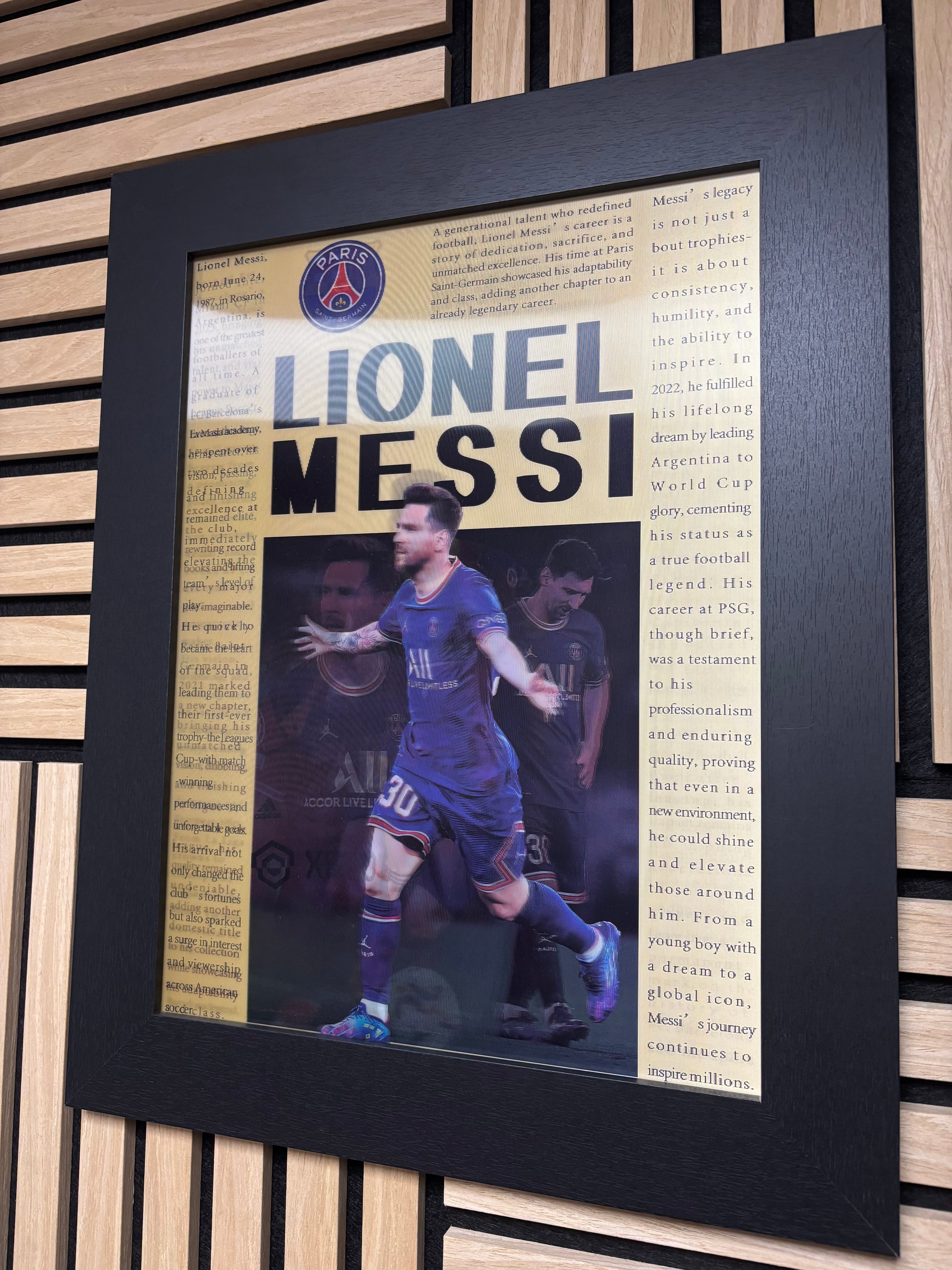 Lionel Messi 3D Lenticular Poster Framed 30x40cm
