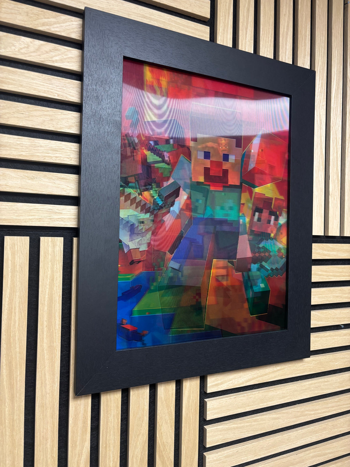 Minecraft 3D Lenticular Poster Framed 30x40cm