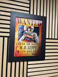 One Piece WANTED 3D Lenticular Poster Framed 30x40cm