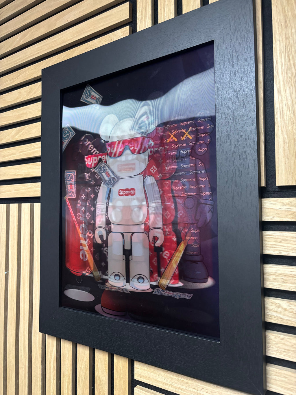 KAWS X SUPREME 3D Lenticular Poster Framed 30x40cm