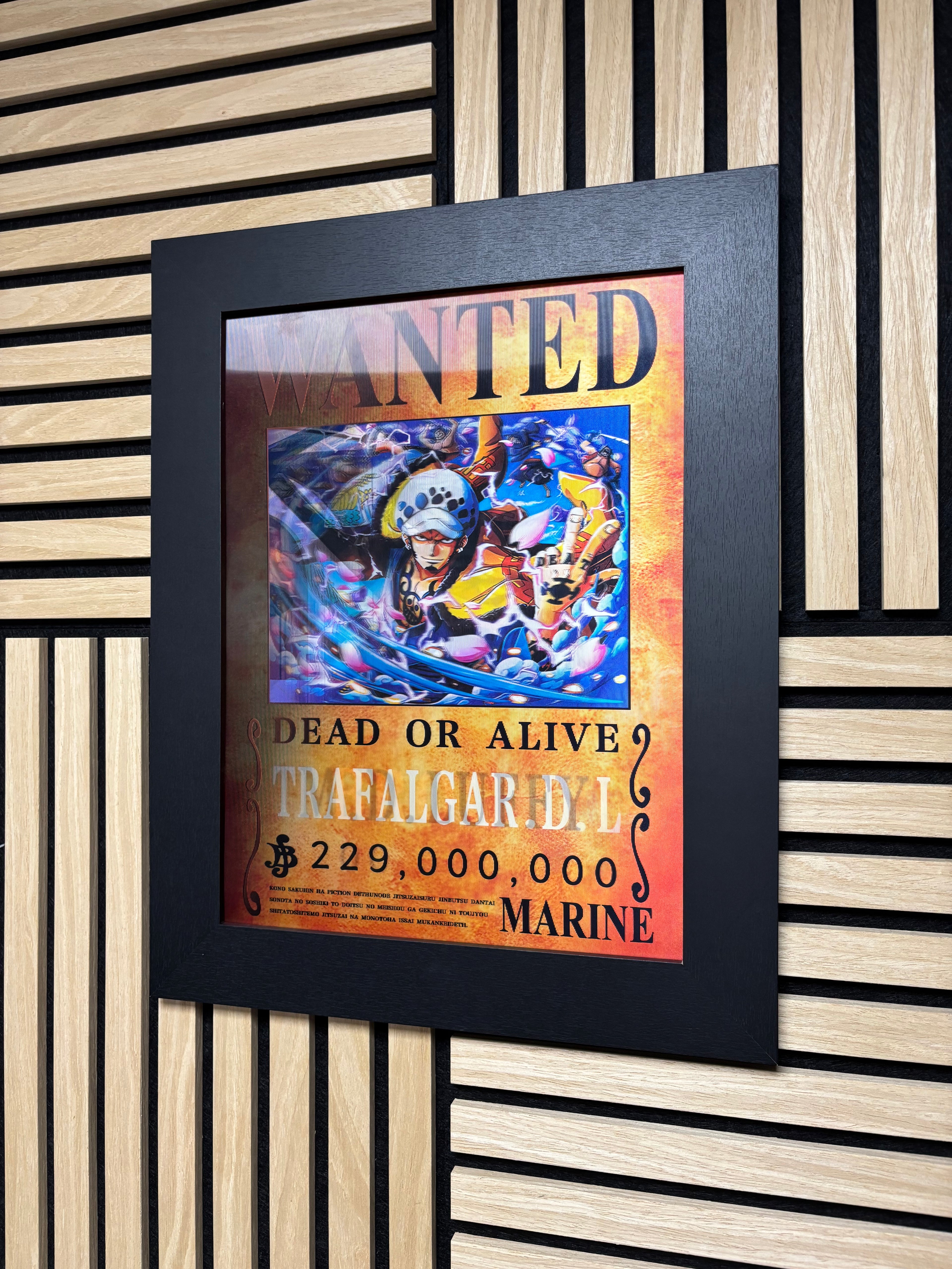 One Piece WANTED 3D Lenticular Poster Framed 30x40cm