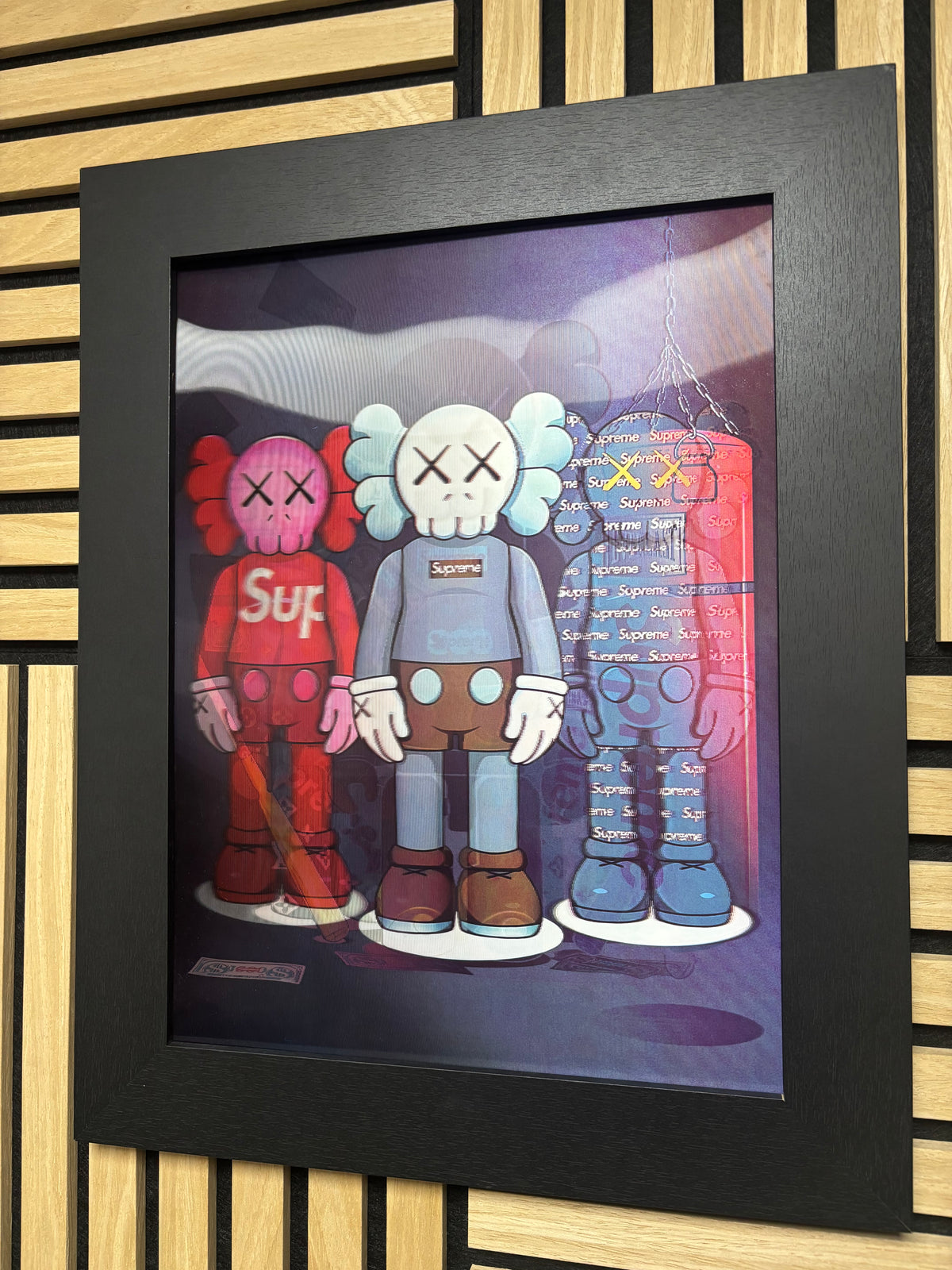 KAWS X SUPREME 3D Lenticular Poster Framed 30x40cm