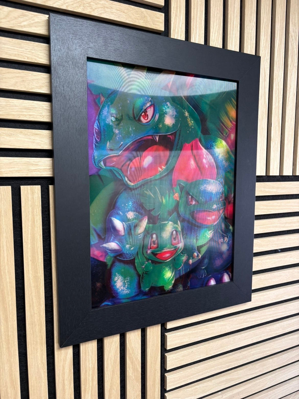Charizard Blastoise Venosaur 3D Lenticular Poster Framed 30x40cm