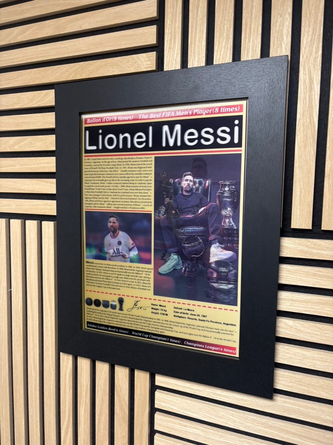 Messi 3D Lenticular Poster Framed 30x40cm