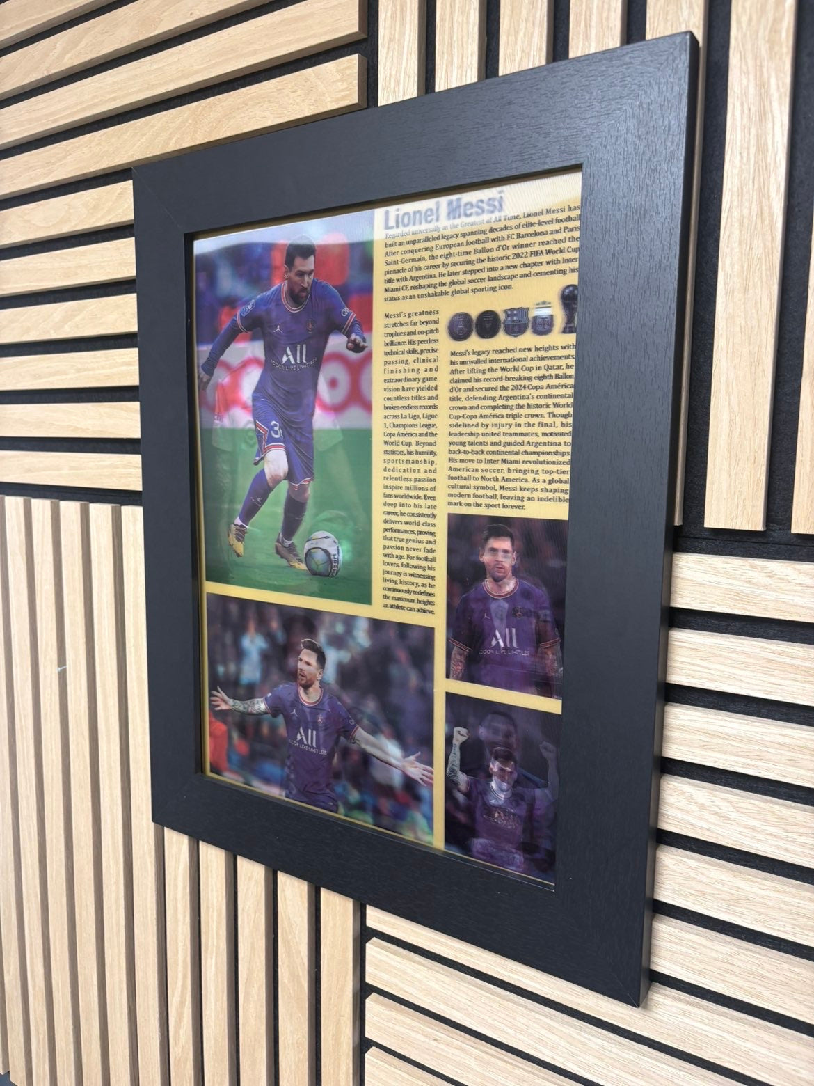 Messi Newspaper 3D Lenticular Poster Framed 30x40cm