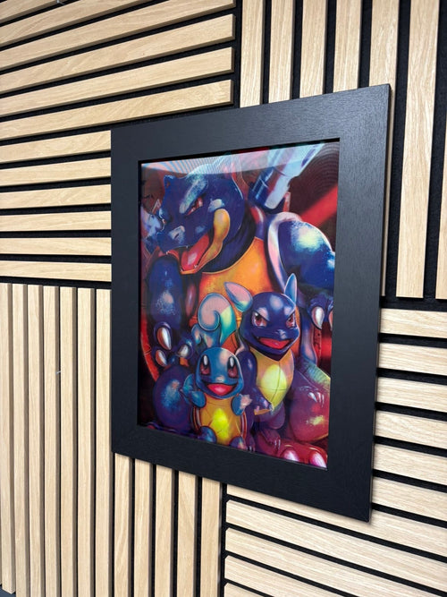 Charizard Blastoise Venosaur 3D Lenticular Poster Framed 30x40cm