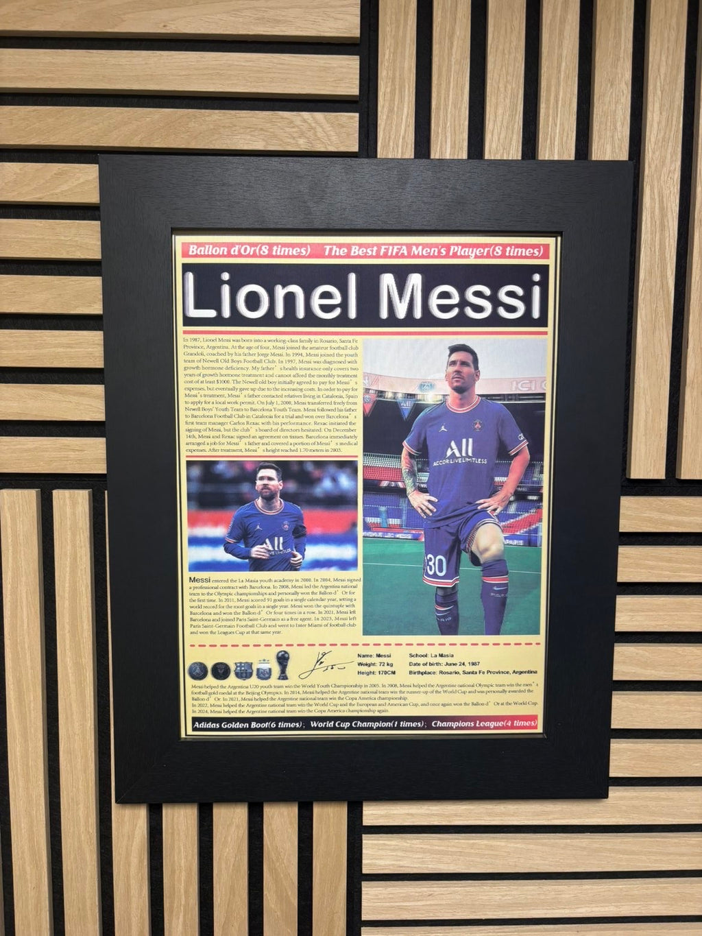 Messi 3D Lenticular Poster Framed 30x40cm
