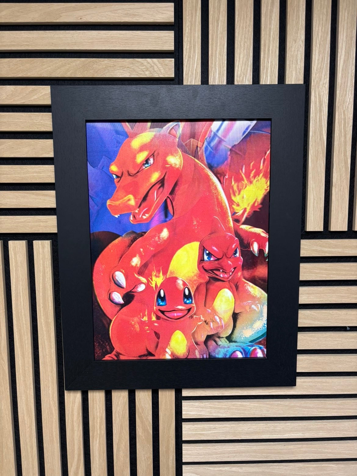 Charizard Blastoise Venosaur 3D Lenticular Poster Framed 30x40cm