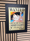 Wanted One Piece 3D Lenticular Poster Framed 30x40cm
