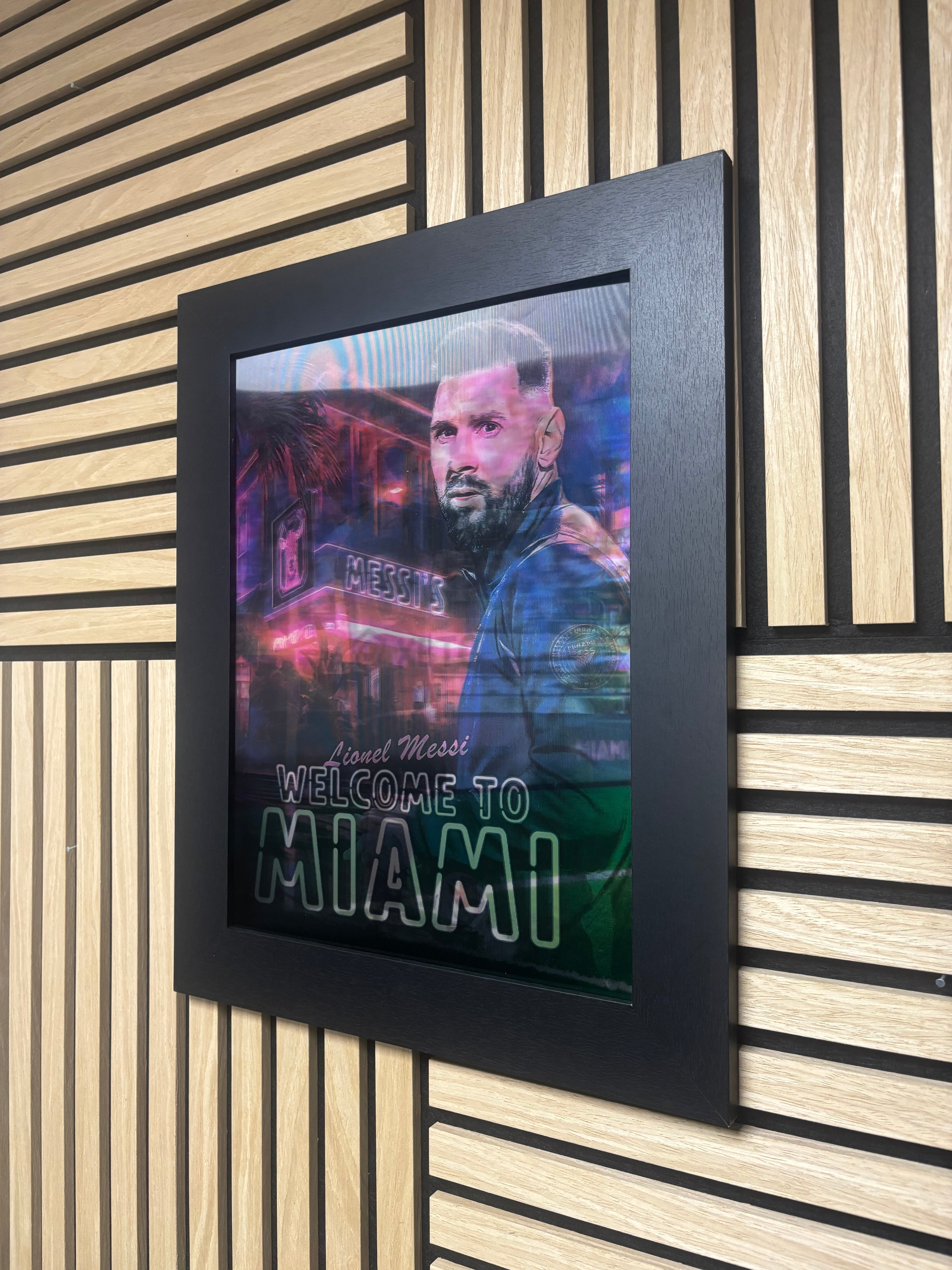 Messi Miami 3D Lenticular Poster Framed 30x40cm