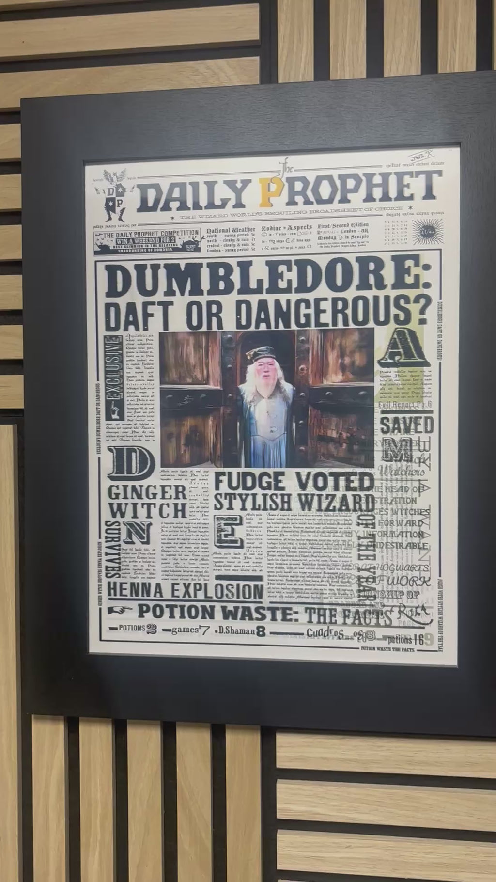 Harry Potter Newspaper 3D Lenticular Poster Framed 30x40cm