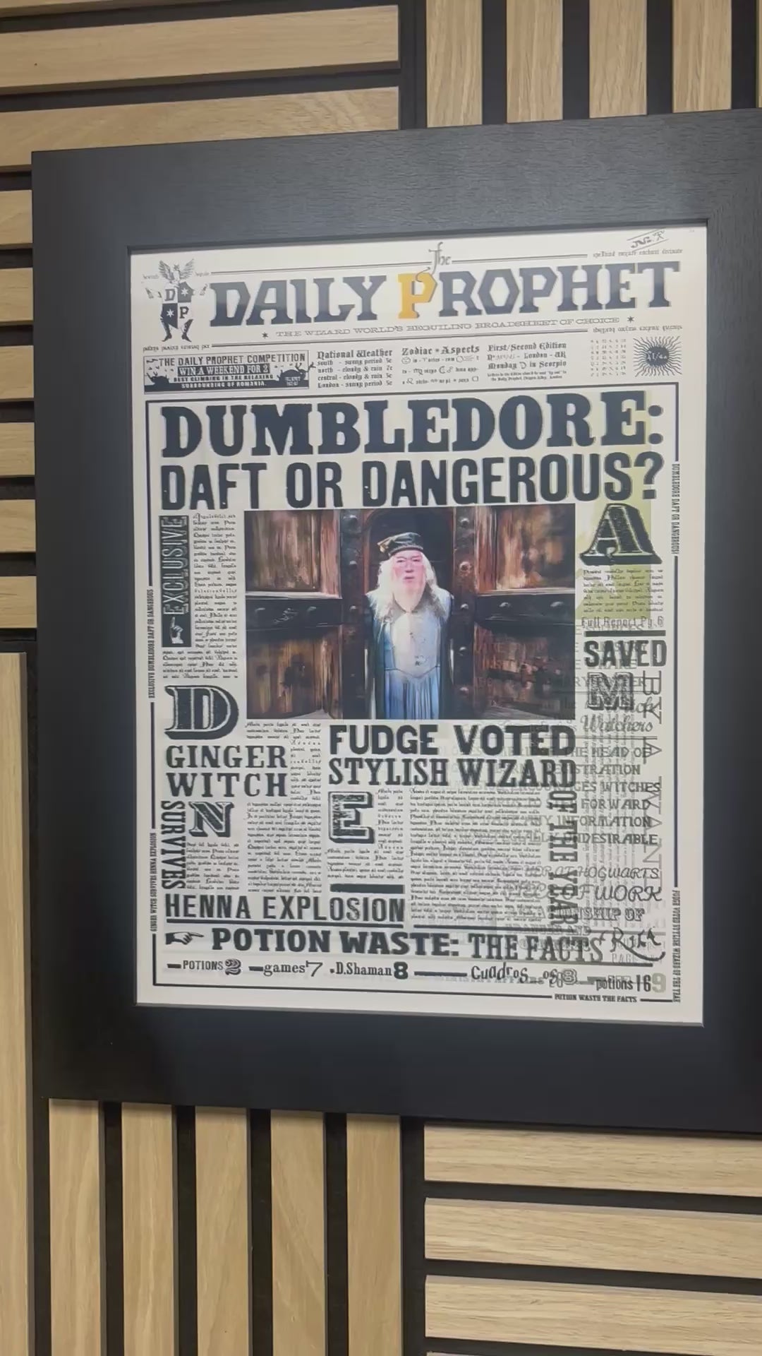 Harry Potter Newspaper 3D Lenticular Poster Framed 30x40cm