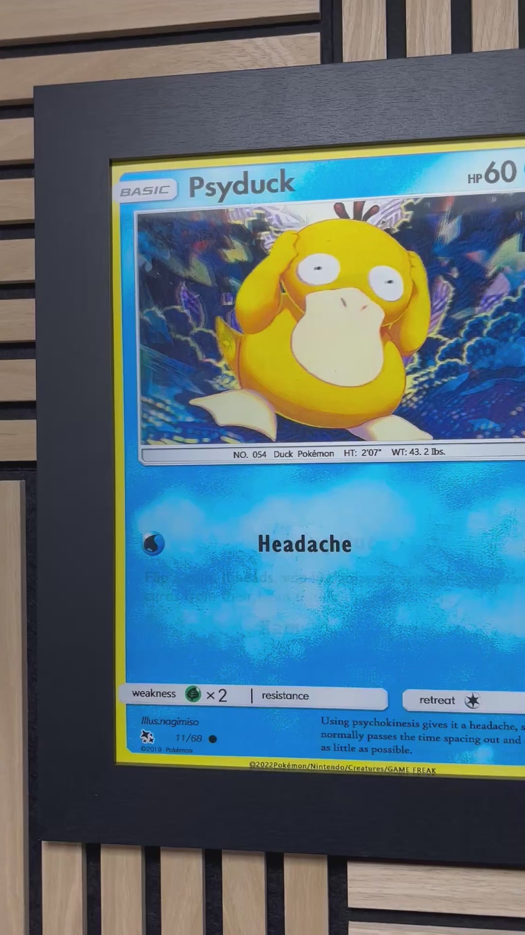 Psyduck 3D Lenticular Poster Framed 30x40cm