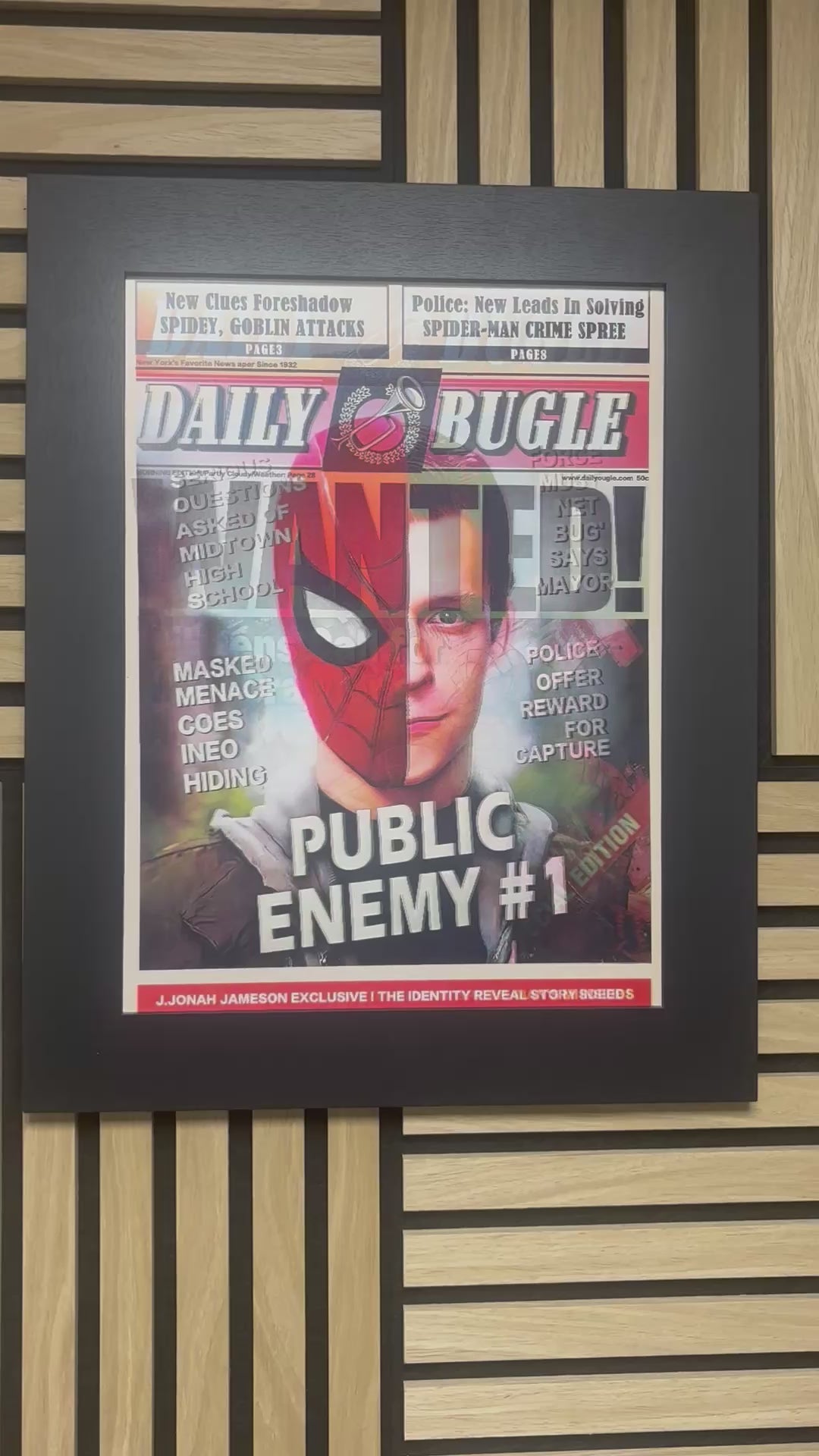Spiderman Newspaper 3D Lenticular Poster Framed 30x40cm
