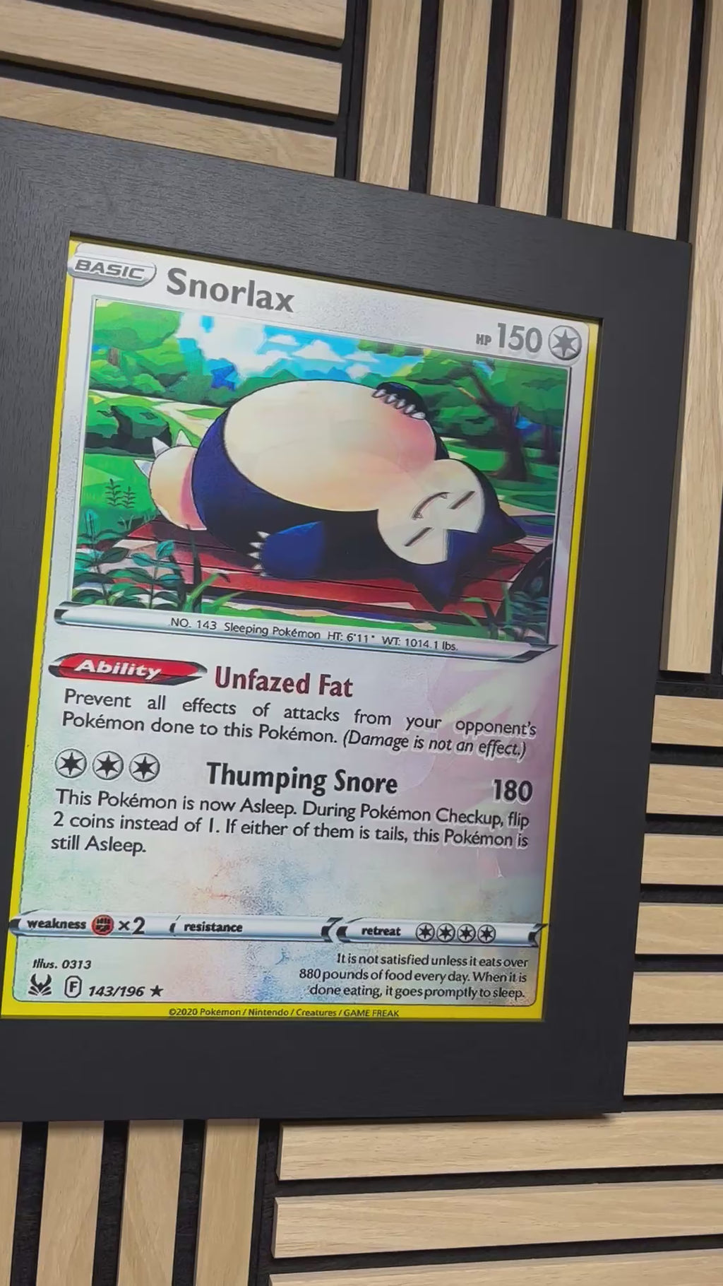 Snorlax 3D Lenticular Poster Framed 30x40cm