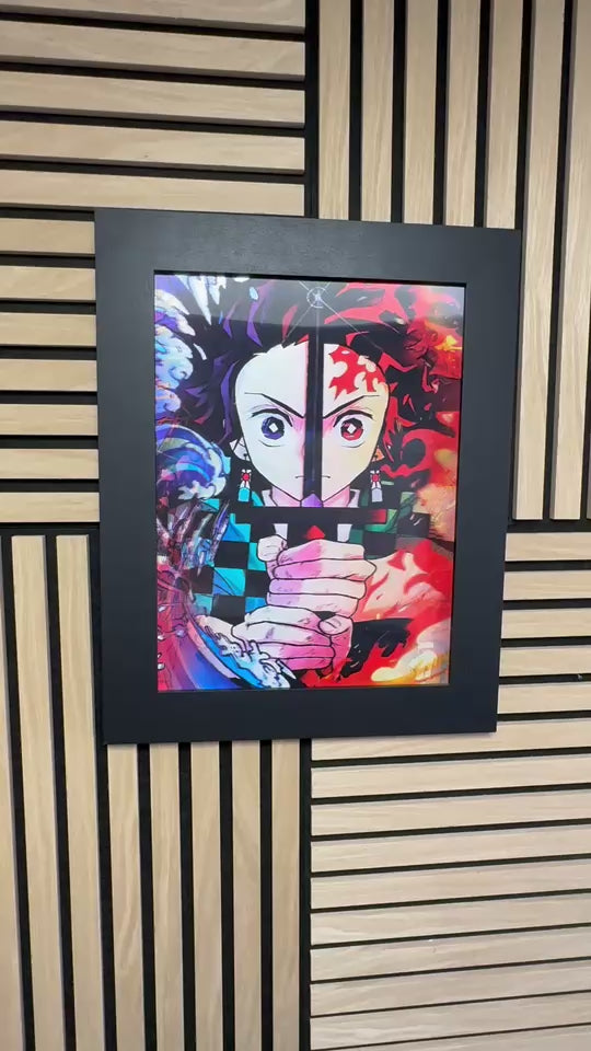 Demon Slayer 3D Lenticular Poster Framed 30x40cm