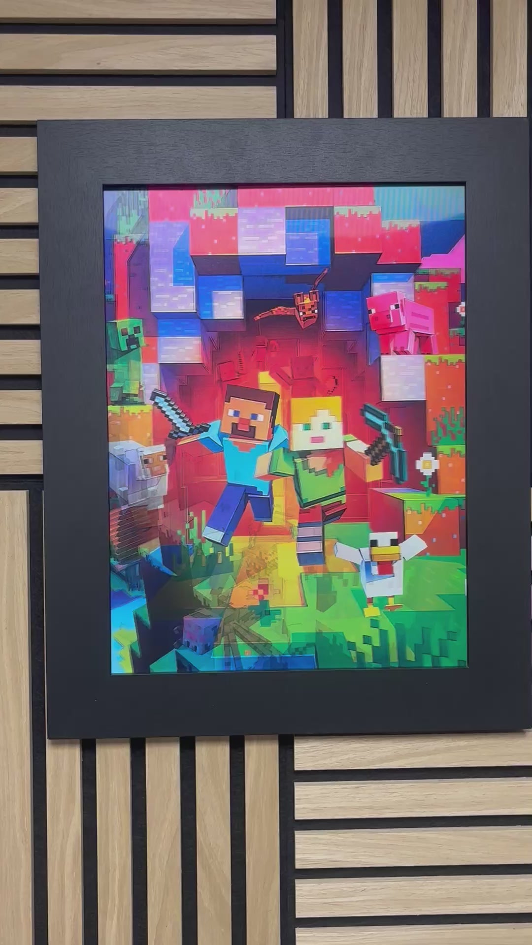 Minecraft 3D Lenticular Poster Framed 30x40cm