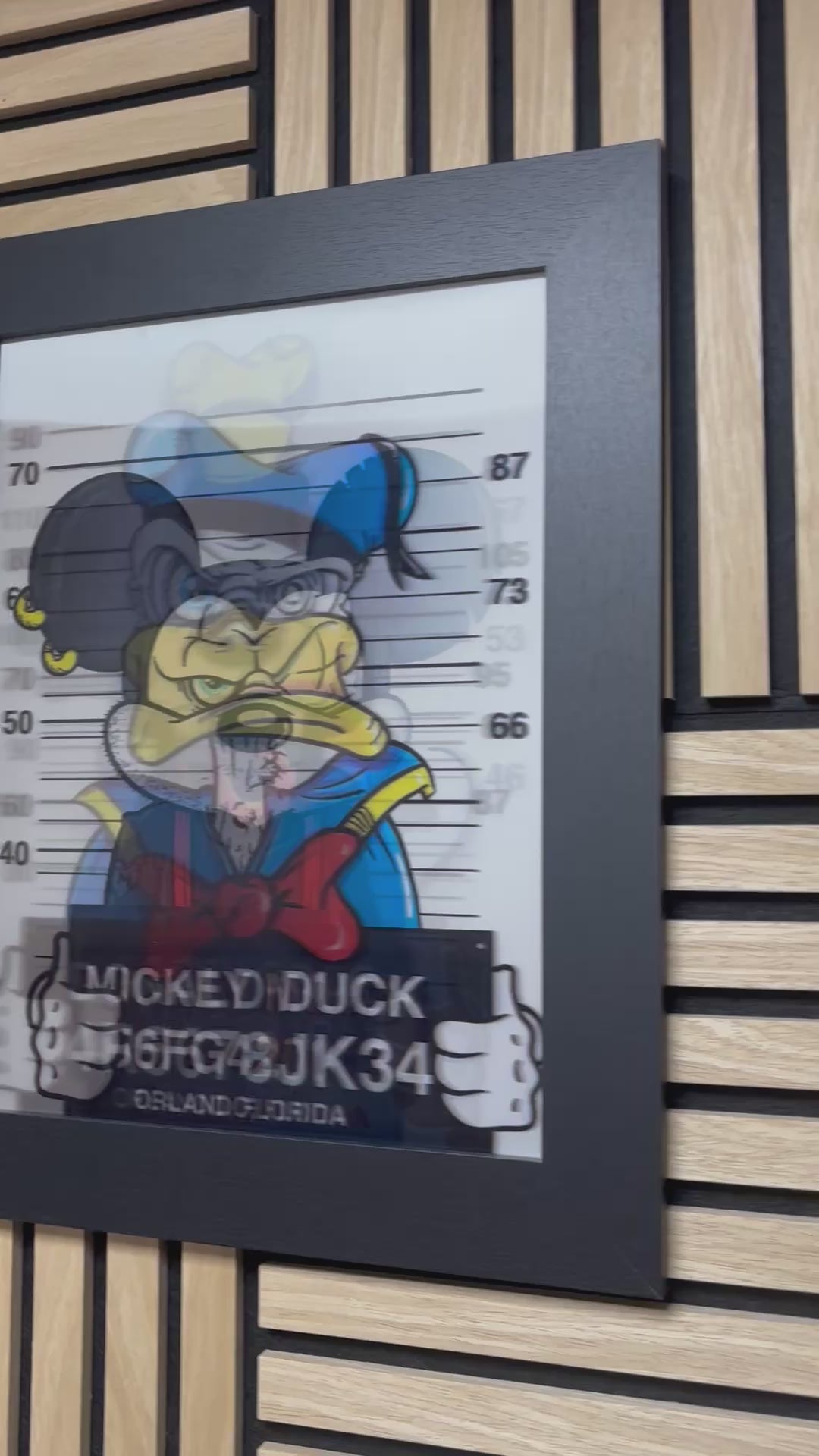 Donald Mickey Goofy 3D Lenticular Poster Framed 30x40cm