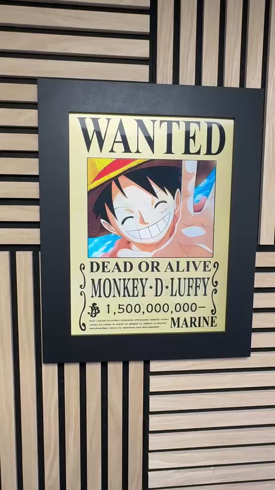 Wanted One Piece 3D Lenticular Poster Framed 30x40cm