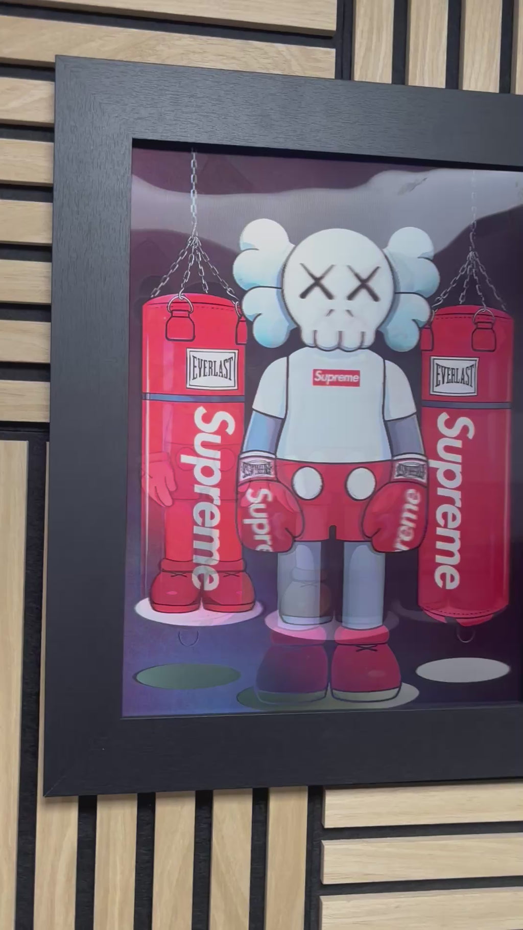 KAWS X SUPREME 3D Lenticular Poster Framed 30x40cm