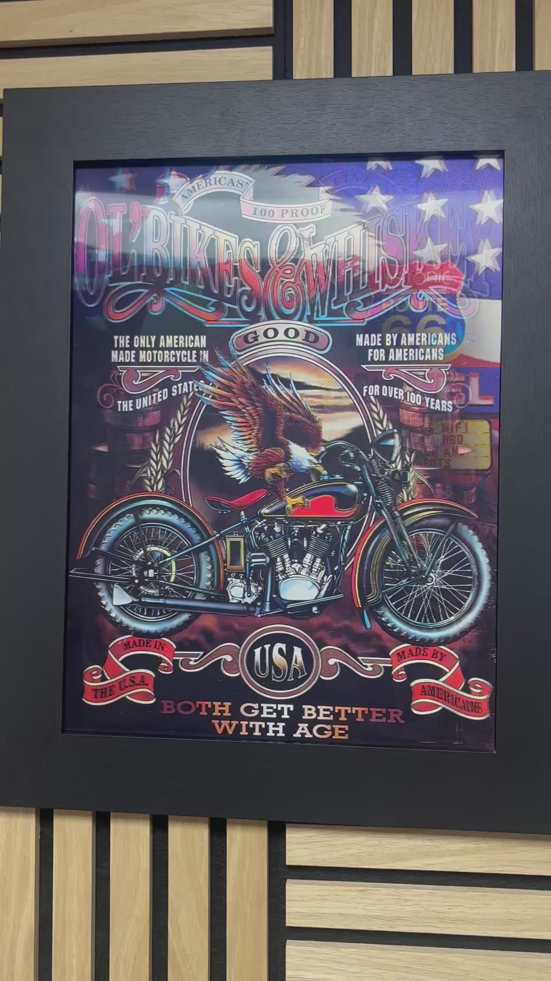 Biker 3D Lenticular Poster Framed 30x40cm