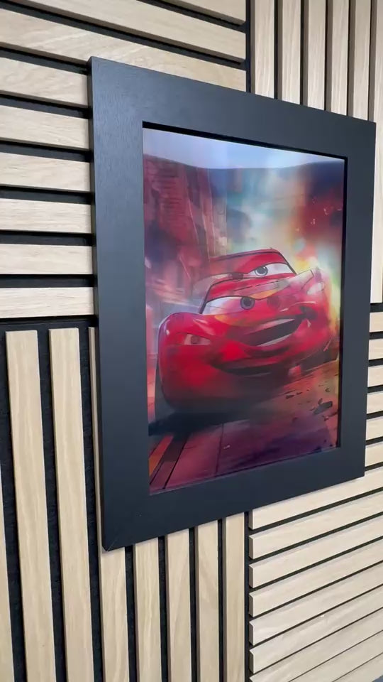 Cars Pixar 3D Lenticular Poster Framed 30x40cm