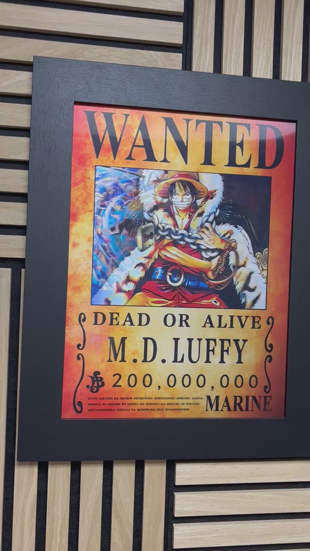 One Piece WANTED 3D Lenticular Poster Framed 30x40cm