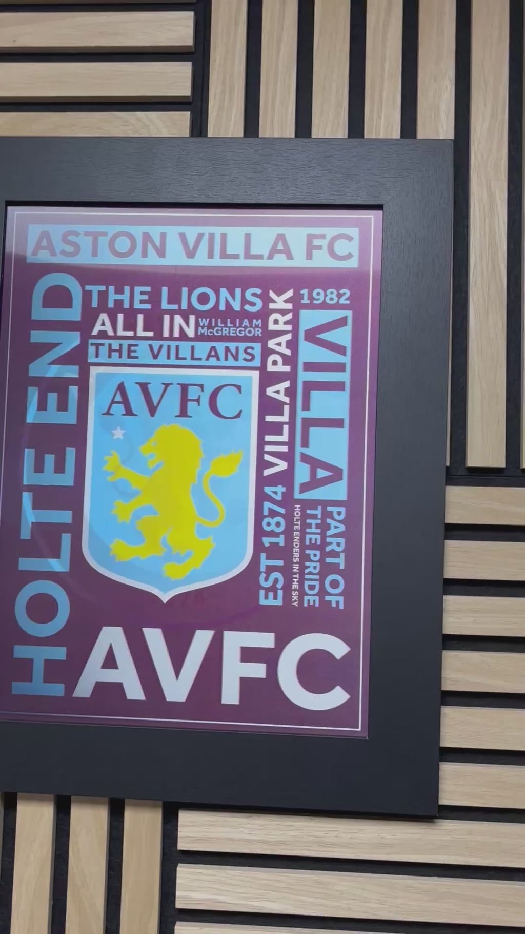 Aston Villa 3D Lenticular Poster Framed 30x40cm