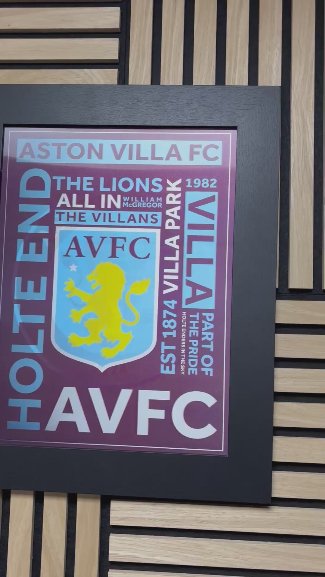 Aston Villa 3D Lenticular Poster Framed 30x40cm